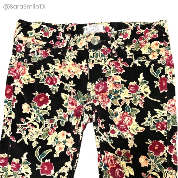 FREE PEOPLE Boho Autumn Floral Corduroy Skinny Pants - Picture 4 of 15